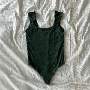 Aerie Green Bodysuit One Piece with Square Neckline